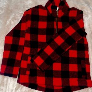 Old Navy Womens Half Zip Teddy Fleece Flannel